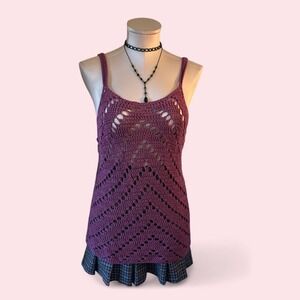 Purple Crochet Tank‎ Top | Fairy Grunge Boho Knit Cami